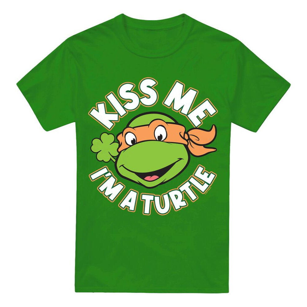 Teenage Mutant Ninja Turtles (L, Kelly ) Mens Kiss Me St Patricks Day T-Shirt Green