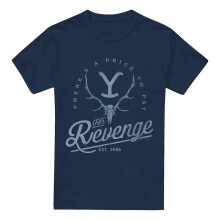 (L, Navy) Yellowstone Mens Revenge Skull T-Shirt