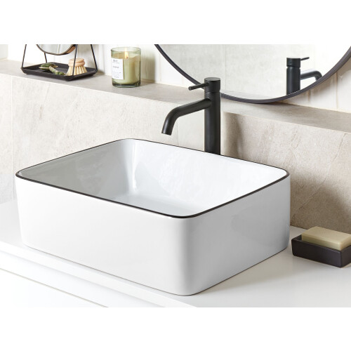 Beliani Countertop Basin XERT 490 x 380 mm Ceramic White 1