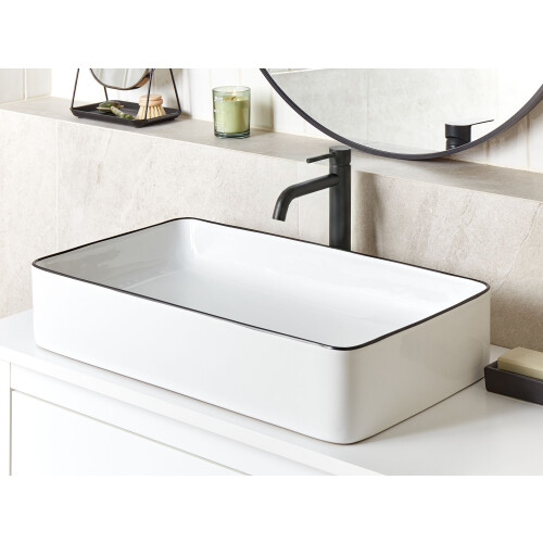 Beliani Countertop Basin XERT 610 x 350 mm Ceramic White 1