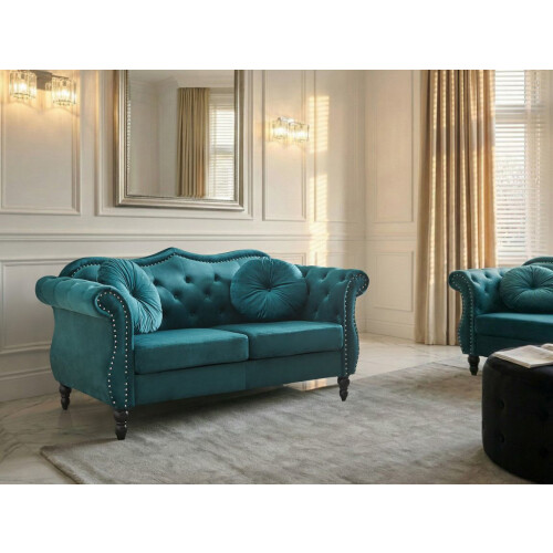 Beliani Sofa 2 Seater SKIEN Velvet Teal 1