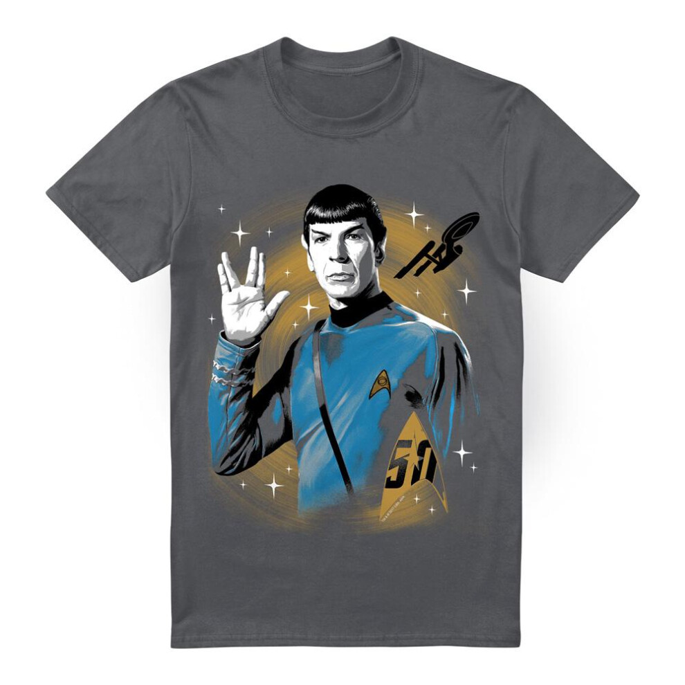 Star Trek (M, Charcoal) Mens Prosper Space T-Shirt Multicoloured