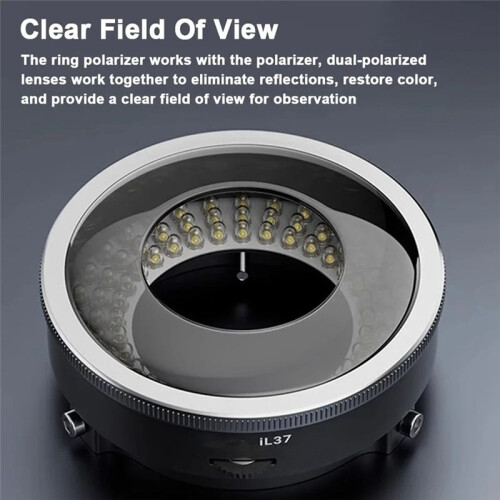 IL37 Microscope Polarized LED Ring Light Lamp Anti Illuminators Source Eliminating Reflections 1