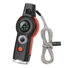 7 in 1 Outdoor Multifunctional Safety Whistle with Lanyard,Flashlight Compass Thermometer Reflector Magnifying Glass