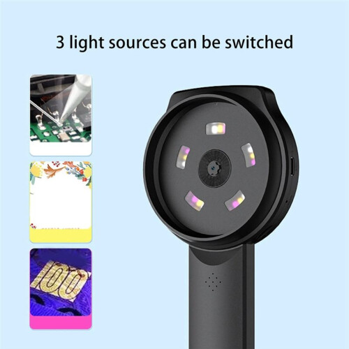 Lupa Digital com Tela IPS de 2,8 Polegadas, Portátil, 2 MP, 1000X, Lupa com Luz, 4 Botões de Zoom, Microscópio Digital 2