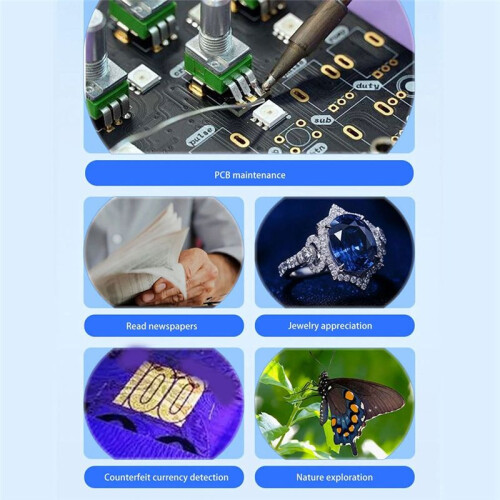 Lupa Digital com Tela IPS de 2,8 Polegadas, Portátil, 2 MP, 1000X, Lupa com Luz, 4 Botões de Zoom, Microscópio Digital 1