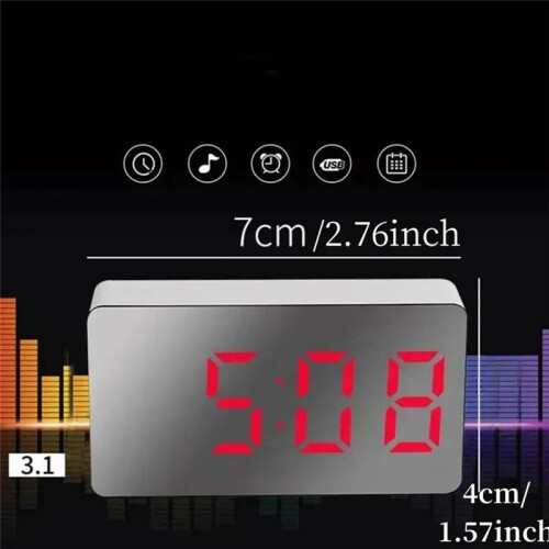Digital Clock TEMP Date 3 Alarms Power-Off Memory Table Clock USB Powered Always  12/24H Night Mode LED Clock Red 1