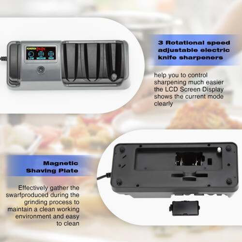 3-Stage Electric Knife Sharpener for Kitchen Knives,LCD Screen,Diamond Abrasive,Adjustable Rotational Speed Eu Plug 2