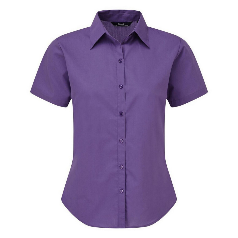(16, Purple) Premier Short Sleeve Poplin Blouse / Plain Work Shirt
