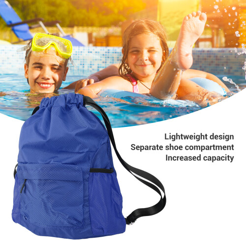 Mochila de cordón azul de gran capacidad M 2