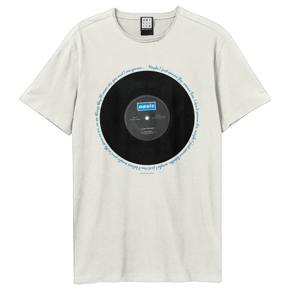 Oasis (Xl, Vintage ) Unisex Adult Live Forever T-Shirt White
