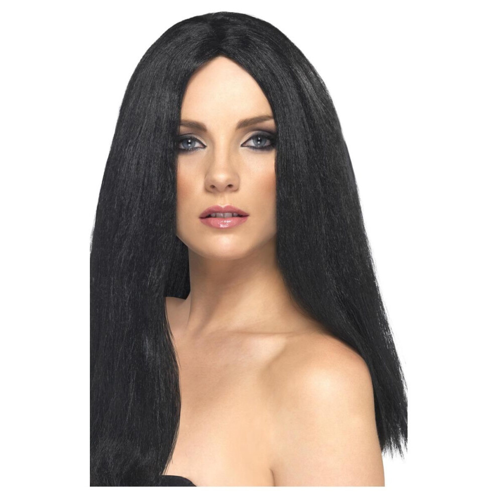 Smiffys (One Size, Black) Womens/Ladies Star Style Wig