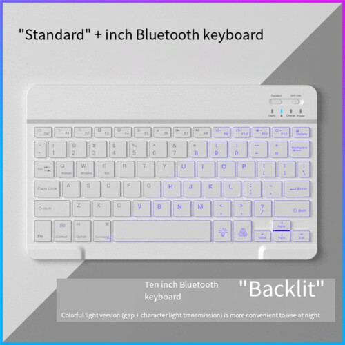 10inch Backlit Keyboard  Protable  Mute Keyboard for Cell Phones Tablets and Laptops Wireless Keyboard B 1