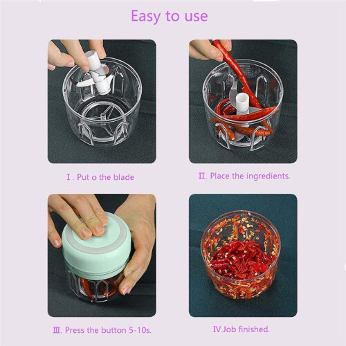 Electric  Food Chopper Rechargeable Small Food Processor Agitator B 2