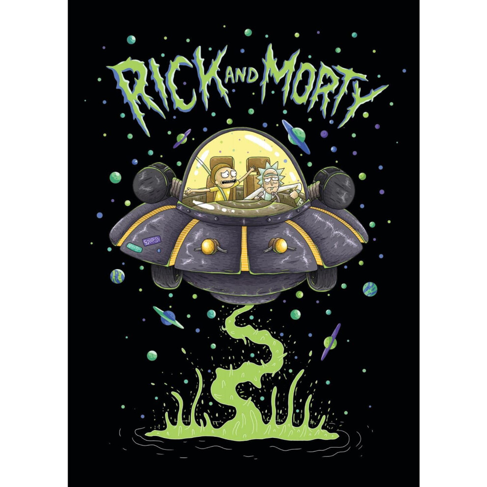 Rick And Morty Ufo Space Cruiser Fleece Blanket Multicoloured