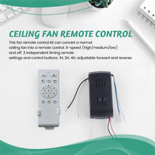 Universal Ceiling Fan Remote Control Kit Low Voltage 50w  Fan Light Driver Controller 6-Speed & Timing Remote 2