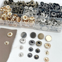120 Set di Bottoni Automatici In Metallo, Kit di Bottoni Automatici In Pelle PU da 15 mm con 5 Strumenti di Fissaggio, 6 Bottoni Automatici