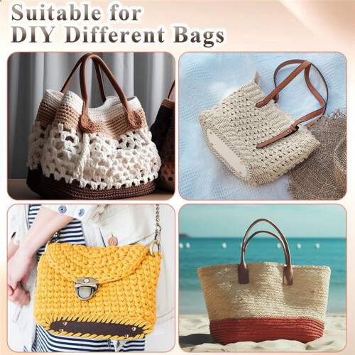 Fundos de Bolsa para Bolsas de Crochê com 2 Ganchos, Kit de Bolsa de Crochê com Base de Cesta e Couro 2
