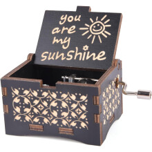 You are My Sunshine Music Boxes,Unique Gifts for Mom/Daughter/Wife,Wooden Hand Crank Vintage(Brown)