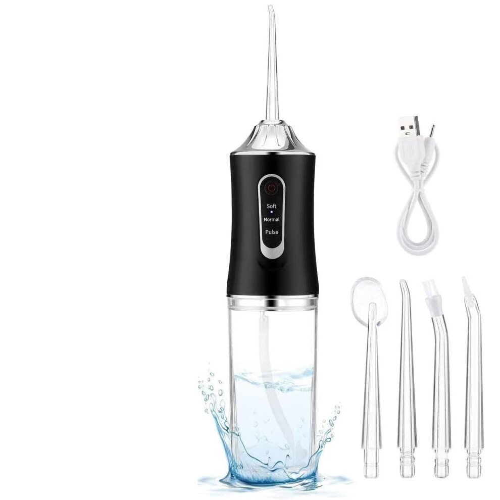 Chronus Black Water Dental Flosser Teeth Pick Portable Cordless Oral Irrigator Rechargeable Travel Irrigation(Black)