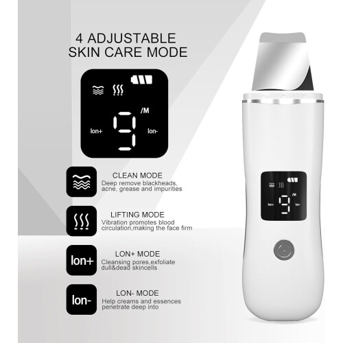 Face Scrubber Skin Spatula - Blackhead Remover with 4 Modes, Pore Extractor Face Spatula Deep(White) 1