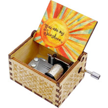 Music Box You are My Sunshine, Unique Gifts for Mom/Daughter/Wife, Wooden Hand Crank Vintage(Brown)