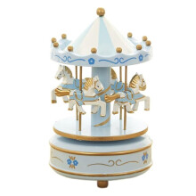 Ochine Carousel Music Box,Gift Wrapped Music Box Carousel Horses, Musical Carousel Horse Collectable(Blue)