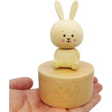 Cute Little Rabbit Mini Music Box, Bunny Wooden Mechanical Music Box, The Music Box Gift That Sings(Brown)