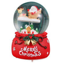 Crystal Ball Music Box, with Led Light Design, 15x15x20cm, Holiday Decorative Crystal Ball Ornament(Red)