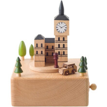 Wooden Musical Box Valentine's Day Birthday Gift Travel Gift,London Big Ben with Small(Brown)