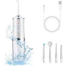 Electric Water Flosser Cordless for Teeth 3 Modes 4 Jet Tips Cleaning and Flossing Water Dental(White)