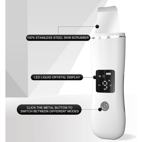 Face Scrubber Skin Spatula - Blackhead Remover with 4 Modes, Pore Extractor Face Spatula Deep(White) 2