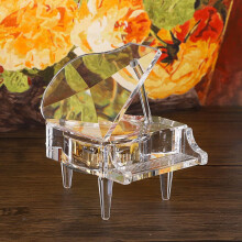 Crystal Music Box, Mechanical Clockwork Decorative Piano Musical Box,Transparent Piano Ornament(Transparent)