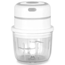 Electric Vegetable and Fruit Masher USB Rechargeable Garlic Onion Ginger Chopper Kitchen Meat(White)