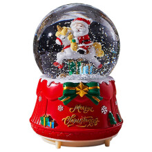 Christmas Musical Red Snow Globe, Glitter Santa Snow Globe, Christmas Decoration for Home/Holiday(Red)