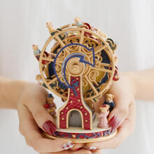 LOVE FOR YOU Gift Wrapped Music Box Bear Ferris Wheel Musical Decoration for Girls and Kids Sister(Brown)