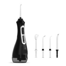200 Milliliter Rechargeable Black Cordless Portable Water Flosser Dental Oral Irrigator for Teeth(Black)