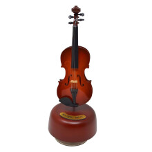 Violin Music Box With Rotating Musical Base Instrument Miniature Creative Artware Gift(Brown)