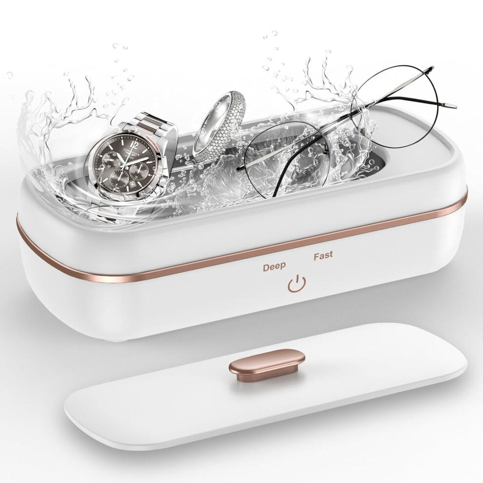 Chronus White Ultrasonic Retainer Cleaner, Professional 47Khz Ultrasonic Cleaner Machine For Dentures, Mouth(White)