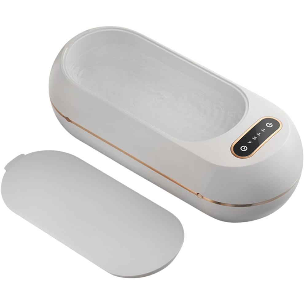 Chronus Silver/White Ultrasonic Jewelry Cleaner, 47Khz Ultrasonic Glasses Cleaner Machine Portable With Two Timer (White)