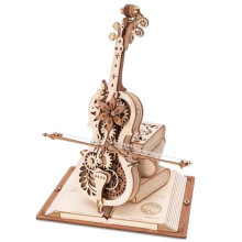 3D Wooden Puzzles for Adults,Wooden Music Box Kits-Cello Wood Model Kits for Adults to Build(Brown)
