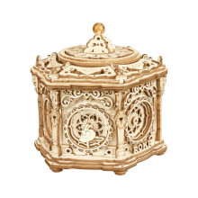 3D Wooden Puzzles Delicate Music Box, DIY Mechanical Model Kits, Romantic Gift on Birthday(Brown)