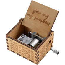 You are My Sunshine Wood Music Boxes,Laser Engraved Vintage Wooden Sunshine Musical Box Gifts(Brown)