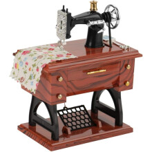 Valentine's Day Carnival Sewing Music Box, Mini Sewing Machine Style, Vintage Creative Music Box(Brown)