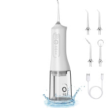 Portable Cordless Water Dental Flosser Teeth Pick 300ML Rechargeable Oral Irrigator with 4 Modes(White)