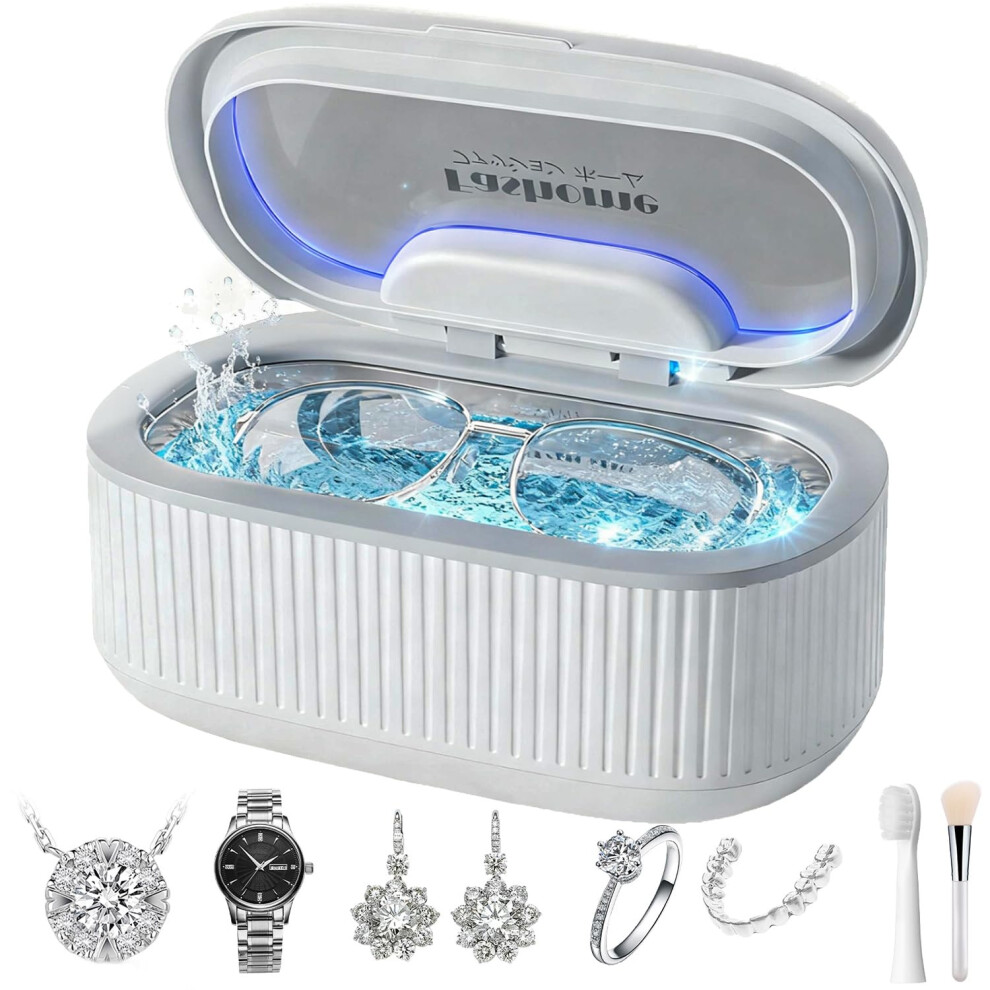 Chronus Black Ultrasonic Retainer Cleaner Machine, 52Khz Ultrasonic Denture Cleaner For Night Guards, Braces(Black)
