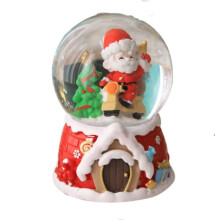 Santa Claus Crystal Ball Music Box Ornaments Creative Octave Box Girl Birthday Gift Princess Girl(Red)