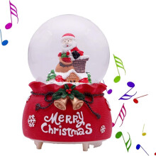 Christmas Revolve Snow Globe,Santa Claus Decorative Light,6 Inch Musical Snow Globe with Music(Red)