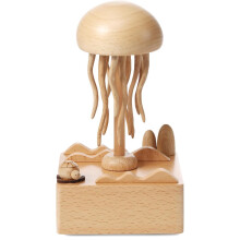 Rechargeable Wooden Jellyfish Music Box, Perfect Home Decorations, Holiday Gifts, Birthday Gifts(Brown)