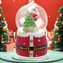 Christmas Snow Globe Lantern Musical, Snow Globes Christmas with Music, Glitter Snowflakes icicles(Red)